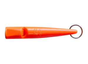 Orange Dog Whistle with a Pea