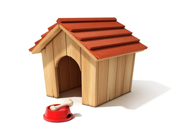 a cartoon of a dog house