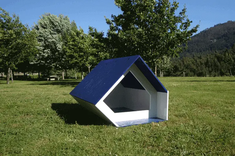 a modern and unusual dog house