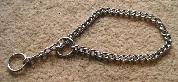 a heavy metallic choker collar
