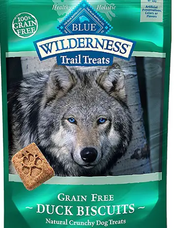 a package of Wilderness Blue Buffalo dog treats