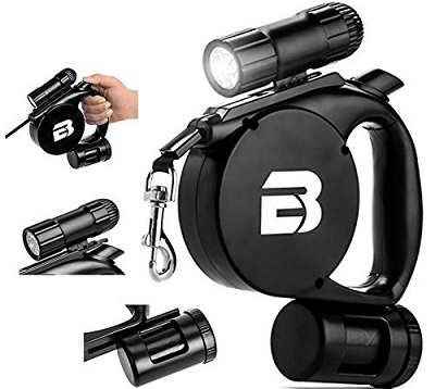 a black BC Retail Retractable Dog Leash