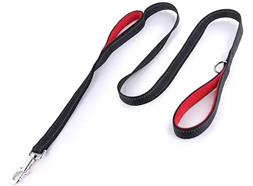 red and black Castlerock Pets Reflective Twin Handled Training Leash