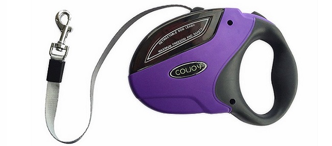 a black and purple Coljoy Retractable Leash